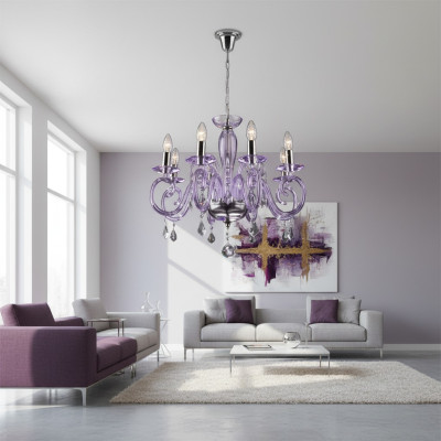 Bohemia Moderní svítidlo Stropní lustr Lustr Krystal Fialová lampa Lustr