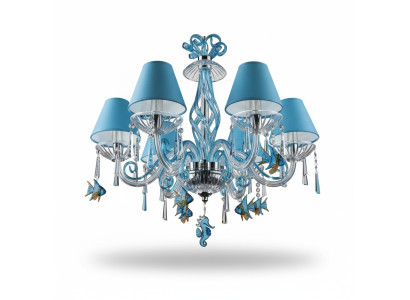 Moderní lustr Křišťál Modrá lampa