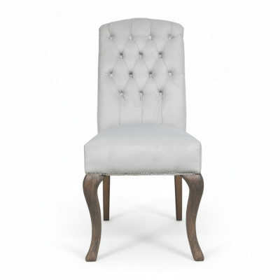 Graue Chesterfield x6 Lehnstühle Designer Holzfüße Luxuriöses 6-er Set