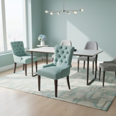 Design Stühle Chesterfield Garnitur Stuhl Polster Hotel Gruppe 6xSet Neu Textil