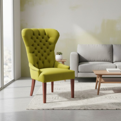Klassischer Chesterfield Grün Stuhl Sessel Polster Textil Lehnstuhl Stühle Stoff