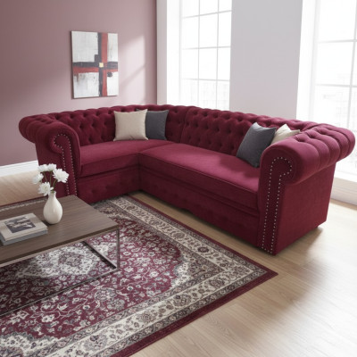 Ecksofa Chesterfield Polster Sofa Eckgarnitur Samt Polster Sitze Ecke Sofas