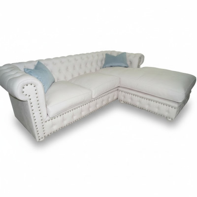 Sofa Samt Ecksofa Chesterfield Textil Stoff Eckcouch Polster Couch Eckgarnitur