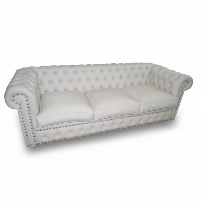 Chesterfield třímístná pohovka potahovaná kůží, pohovky designu.
