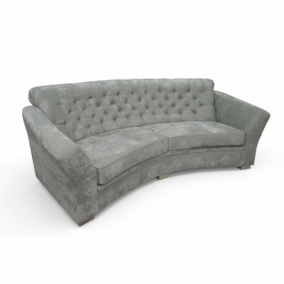 Dreisitzer Halb Runde Couch Chesterfield Polster Sofa Couchen Beige