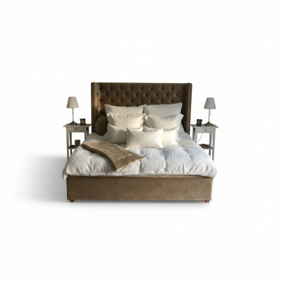 Chesterfield Bett Polster Doppel Hotel Betten Schlafzimmer 140x200cm Braun Neu