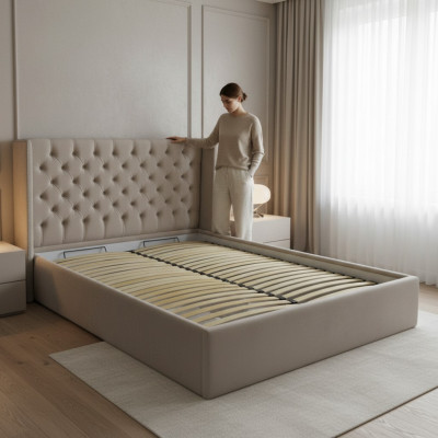 Chesterfield Bett Polster Doppel Hotel Deko Betten Schlafzimmer 180x200cm