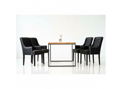 Esszimmer Tisch + 4 Chesterfield Stühle Luxus Esszimmer Gruppe 5tlg. Set