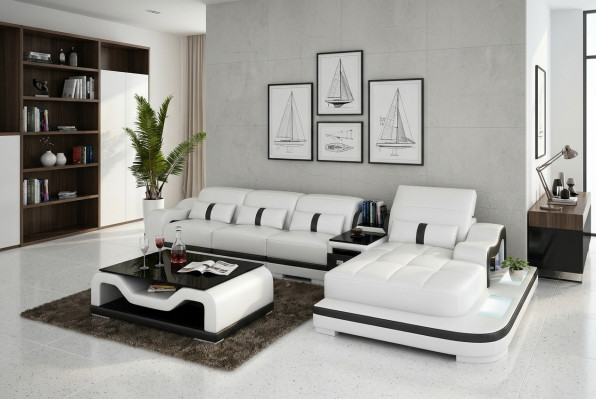 Ledersofa Couch Sofagarnitur Neu 3+2+1 Sitzer Garnitur Design Modern Sofa +USB