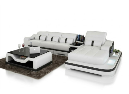 Ledersofa Couch Sofagarnitur Neu 3+2+1 Sitzer Garnitur Design Modern Sofa +USB