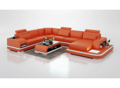 Ledersofa Couch Wohnlandschaft Ecksofa Eck Garnitur Design Modern Sofa +USB Neu