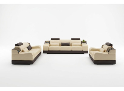 Sofagarnitur Couch Polster Sofa 3+3 Komplett Set Garnituren Design Leder 2tlg.