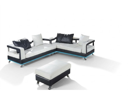 Ledersofa Couch Wohnlandschaft Ecksofa Eck Garnitur Design Modern Sofa + USB Neu