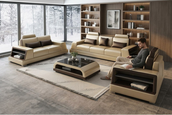 Multifunktions Couch Relax Sofa Leder Polster Dreisitzer Design 3er Neu Couchen