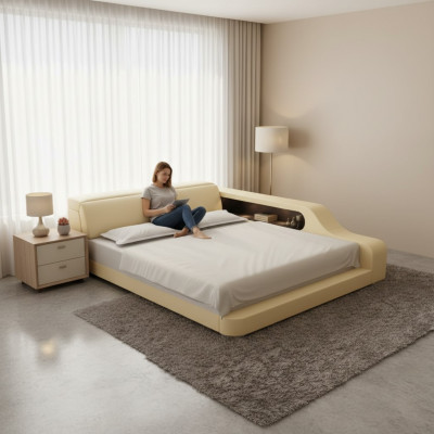 Wasserbett Hotel Doppelbett Betten Komplett Lederbett Wasser Mit USB Polsterbett