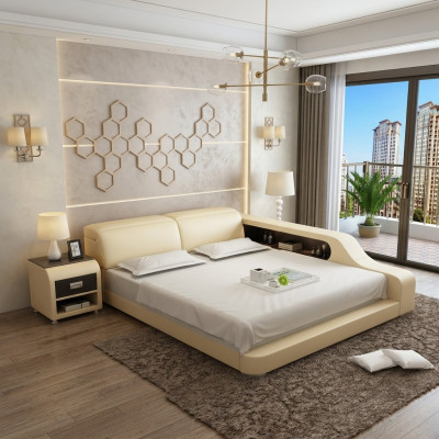 Wasserbett Hotel Doppelbett Betten Komplett Lederbett Wasser Mit USB Polsterbett