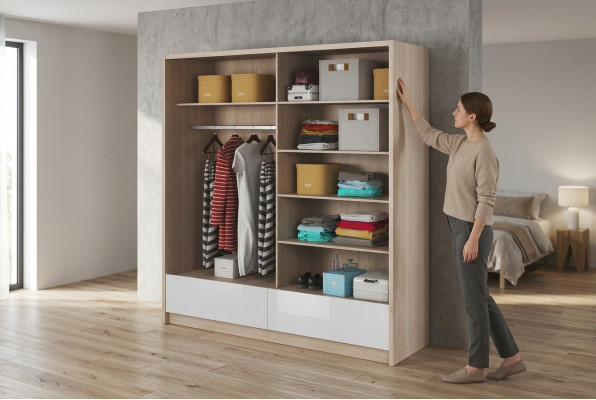 Garderobe Aufbewahrung 200cm Regal Schrank Archiv Dekorative Schiebetüren
