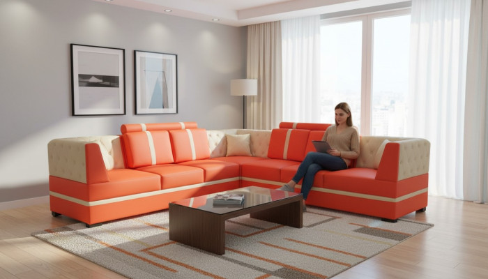 Eck Sofa mit USB Polster Ecke Wohn Zimmer Landschaft Designer Couchen Textil Neu