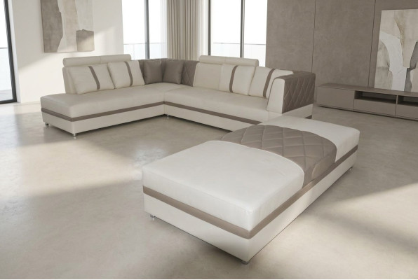 Eck Sofa mit USB Wohnlandschaft Leder Ecke Couchen Polster Sitz Garnitur A1128