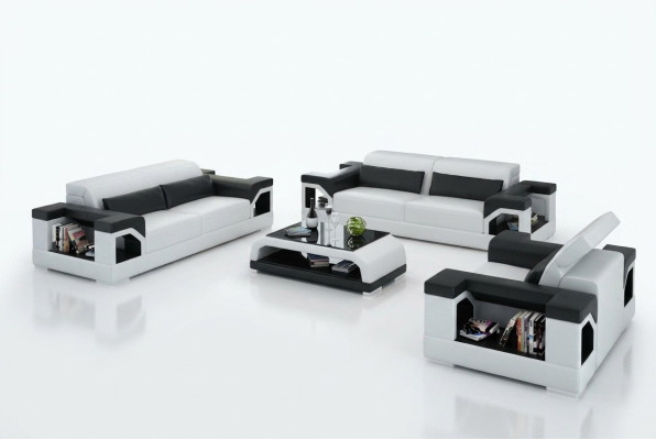 Ledersofa Couch Sofagarnitur Set 3+2+1Sitzer Garnitur Design Modern Sofa mit USB