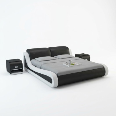 Wasserbett Hotel Doppelbett Betten + USB Komplett Lederbett Wasser Polsterbett