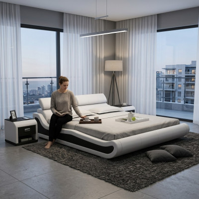 Wasserbett Hotel Doppelbett Betten Mit USB Komplett Lederbett Polsterbett Wasser