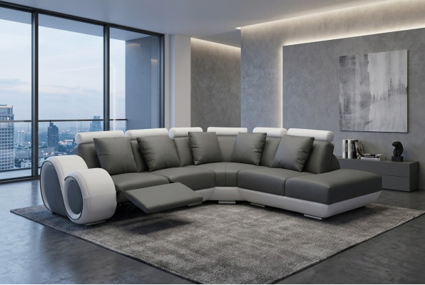 Kůžená pohovka Rozkládací pohovka Obývací souprava Rohová designová moderní pohovka + USB Nová rohová pohovka.