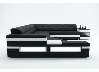 Designerská pohovka s USB a LED osvětlením pro obývací pokoj s rohovou pohovkou a potahem.