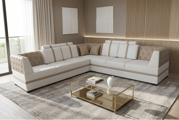 Ledersofa Couch Wohnlandschaft Eck Garnitur Design Modern Sofa USB L Form A1128