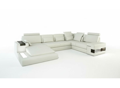 Design Ledersofa Pohovka Pohovka Potah Obývací stěna XXL Big Rohlíková pohovka Rohlík s USB