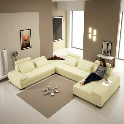 Obývací sedací souprava polstrovaná rohová garnitura designová kůže Pohovka Big Sofa Nová + USB