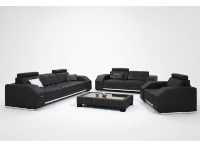 Ledersofa mit USB Sofagarnitur 3+2+1 Leder Couch Polster Sitz Designer Garnitur