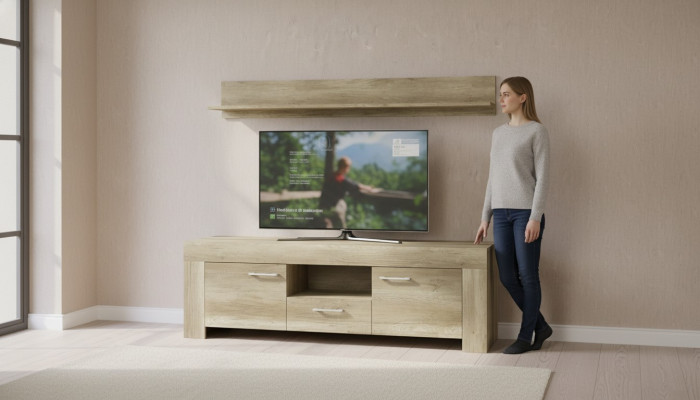 Regal + RTV Schrank Sideboard Fernseh SRTV155+P155 Fernseh Wand