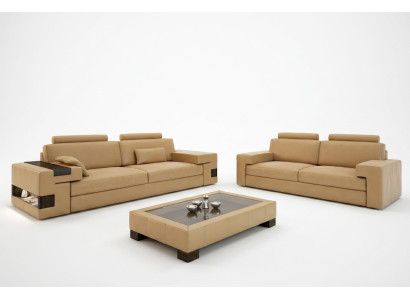 Ledersofa USB Moderne Sofagarnitur 3+2+1 Couch Sitz Polster Sofa Garnitur Set