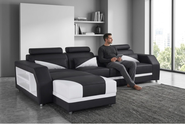 Exkluzivní moderní designová rohová sedací souprava v L tvaru pro stylové obytné prostory