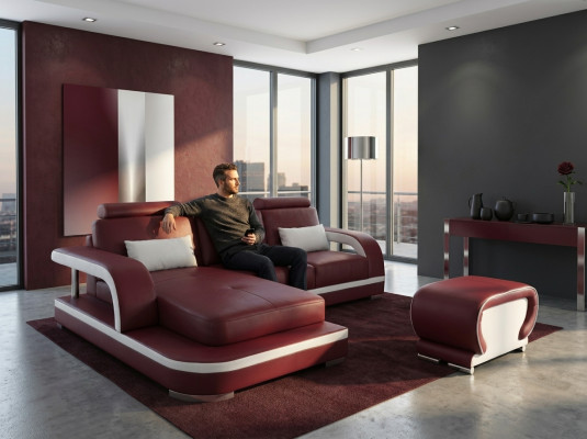Design Ecksofa Couch Leder Multifunktion Sofas Wohnlandschaft Textil