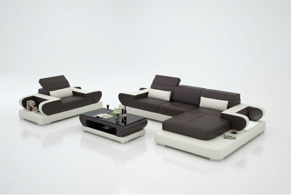 Design XXL Big Sofa Ecksofa mit USB Ledersofa Couch Polster Ecke Wohnlandschaft