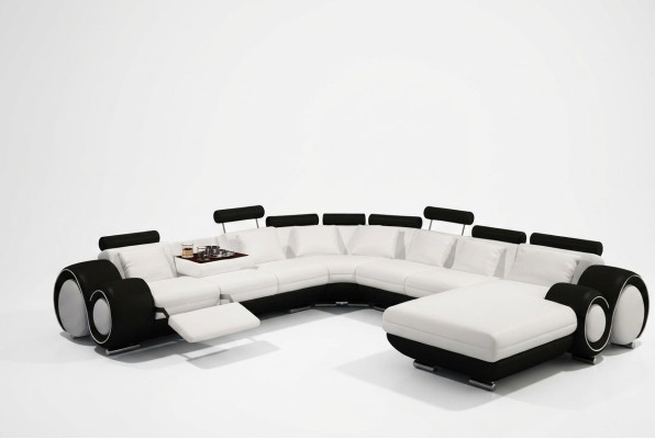 Kůžená pohovka s USB Couch XXL obývací souprava kožená pohovka velká sedací souprava rohová pohovka.