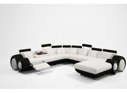 Kůžená pohovka s USB Couch XXL obývací souprava kožená pohovka velká sedací souprava rohová pohovka.