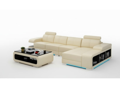 Moderní pohovka L- tvaru z kůže v krásném moderním designovém stylu.
