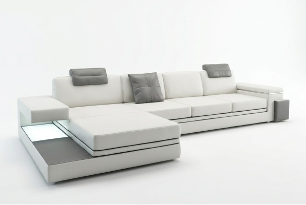 Design Ledersofa Sofa mit USB,Polster Wohnlandschaft Eck Garnitur Ecke Tachau