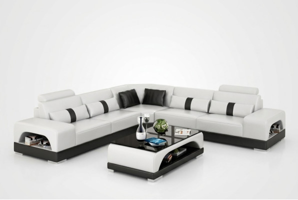 Ecksofa mit USB,Couch Sofa Wohnlandschaft Sitz Eck Garnitur Leder Textil Sandber