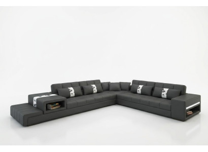 Ecksofa mit USB Couch Sofa Wohnlandschaft Sitz Eck Garnitur Leder Textil Peterso
