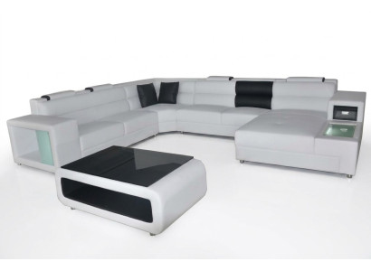 Design kožené polstrované rohy kožená sedací souprava s USB polstrováním rohy obývacího pokoje