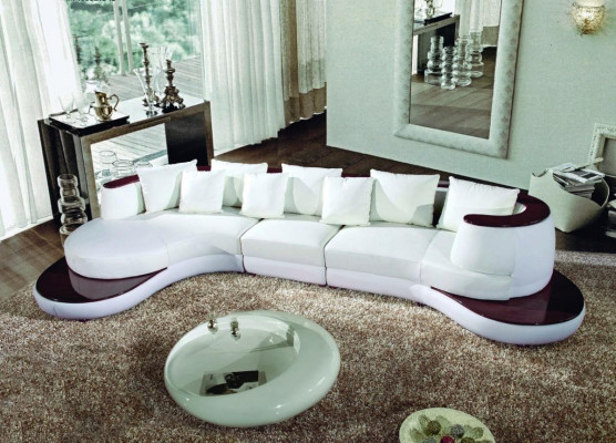 Rundsofa mit USB Sofa Couch Runde Polster Couchen Garnitur Ecksofa Sitz Rund Neu
