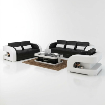 Sofagarnitur Ledersofa USB Sofa Couch Sofa Wohnlandschaft Garnituren 3+2+1 Neu