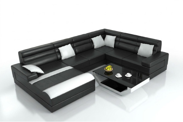 Ecksofa mit USB Wohnlandschaft XXL Big Couch Polster Garnitur Eck Couchen UForm