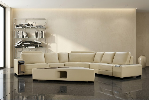Ledersofa Ecksofa Sofa mit USB,Design Sitz Polster Garnitur Wohnlandschaft 2348
