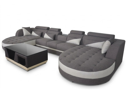 Ecksofa Design Eckgarnitur Eckcouch Sofa Wohnlandschaft Couch Polster Tisch USB