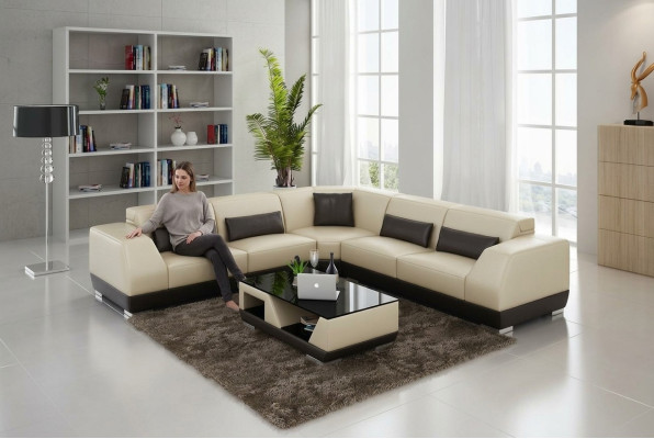 Kůží Sofa s USB žijící krajiny Rohová sedací souprava Design Moderní Pohovka G8024B